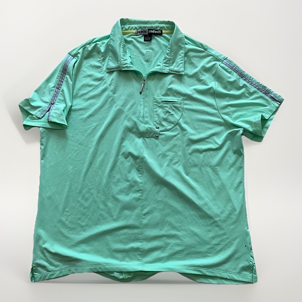 Jamie Sadock XXL Golf Polo Shirt Aqua Turquoise Half Zip Athletic‎ Activewear